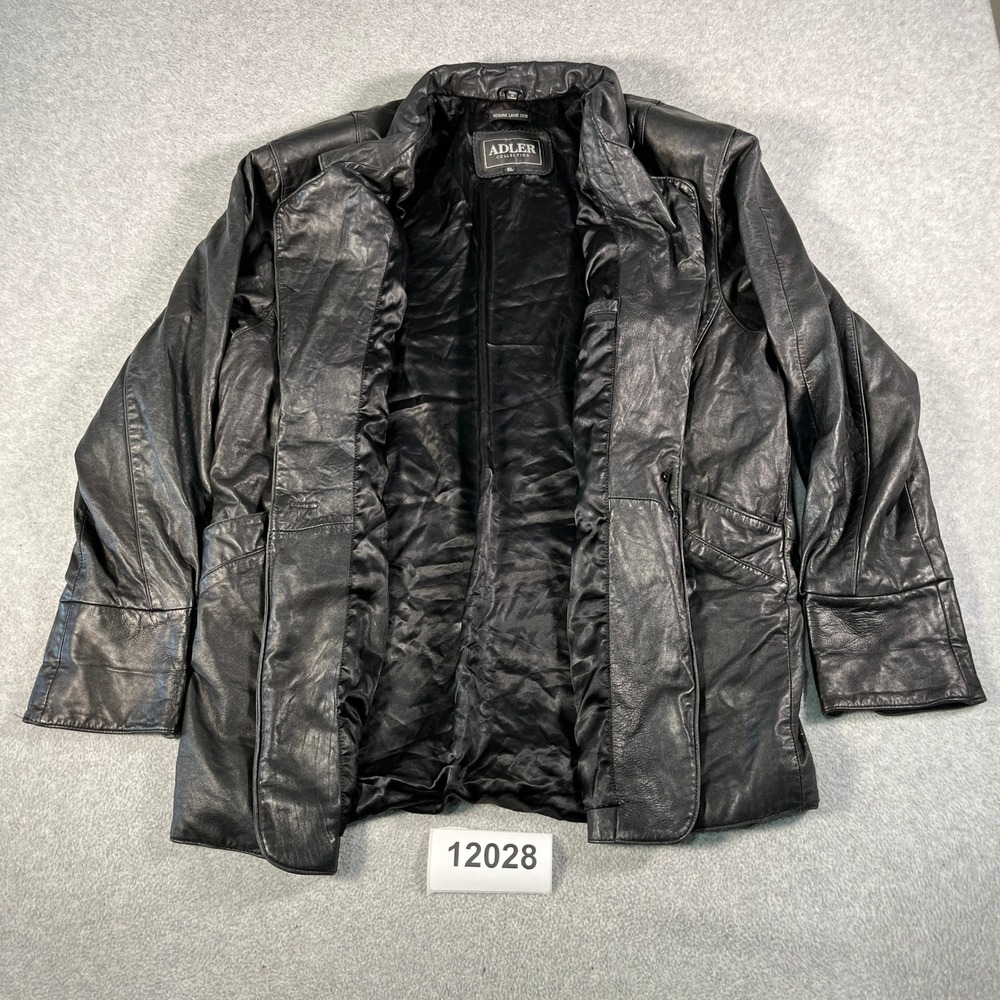 Adler Collection Black Genuine Lambskin Leather Blazer Jacket Mens XL